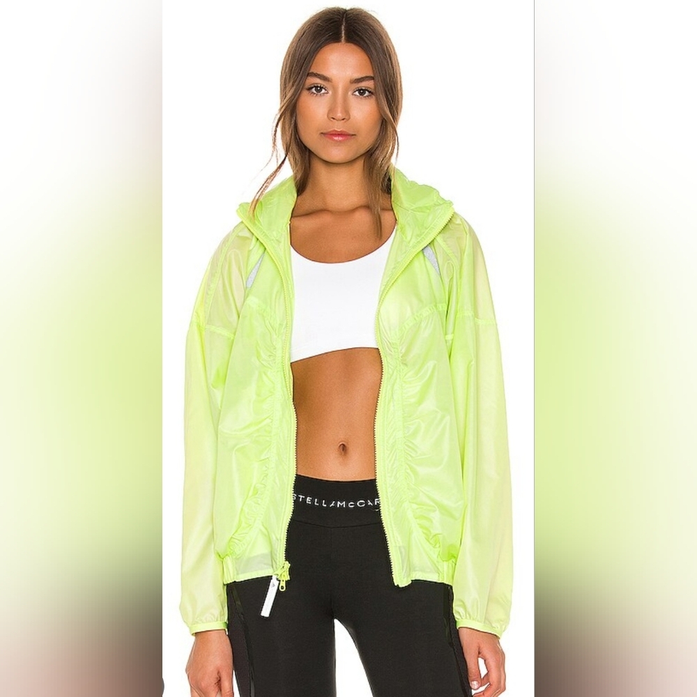adidas Neon Yellow Lightweight Hooded Windbreaker Jacket